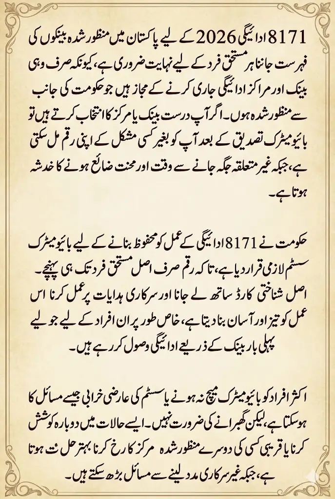 8171 Payment Pakistan Bank List 2026